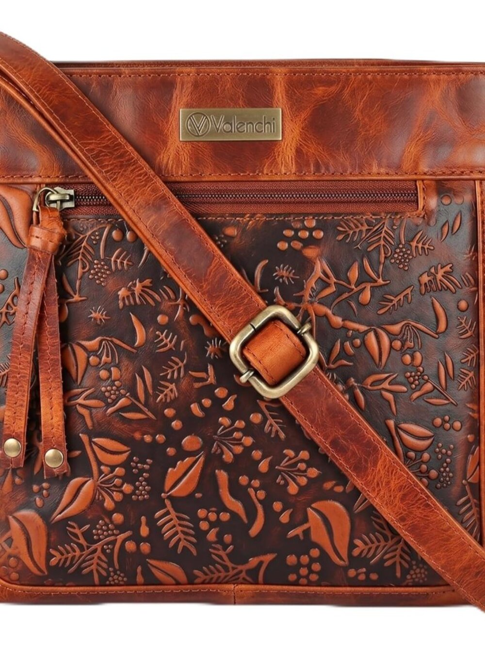 Real Genuine Leather Women's Crossbody Purse/Bag With Adjustable Strap
